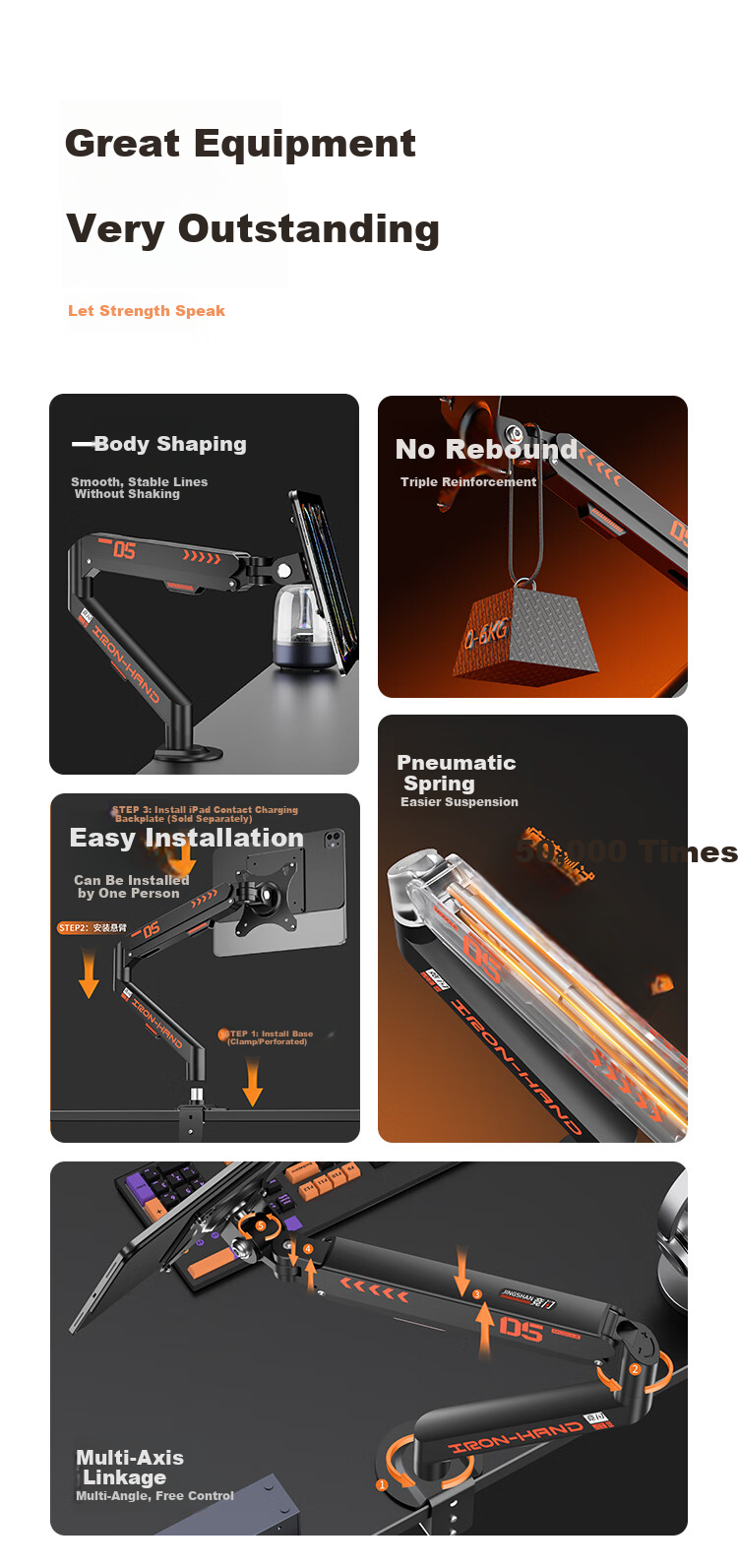 Jingshan iPad Contact Charging Cantilever Stand Magnetic Charging Backplate Set VESA Wireless Charger Apple Mechanical Arm Tablet Stand Air Pro 360-Degree Rotating Stand 2