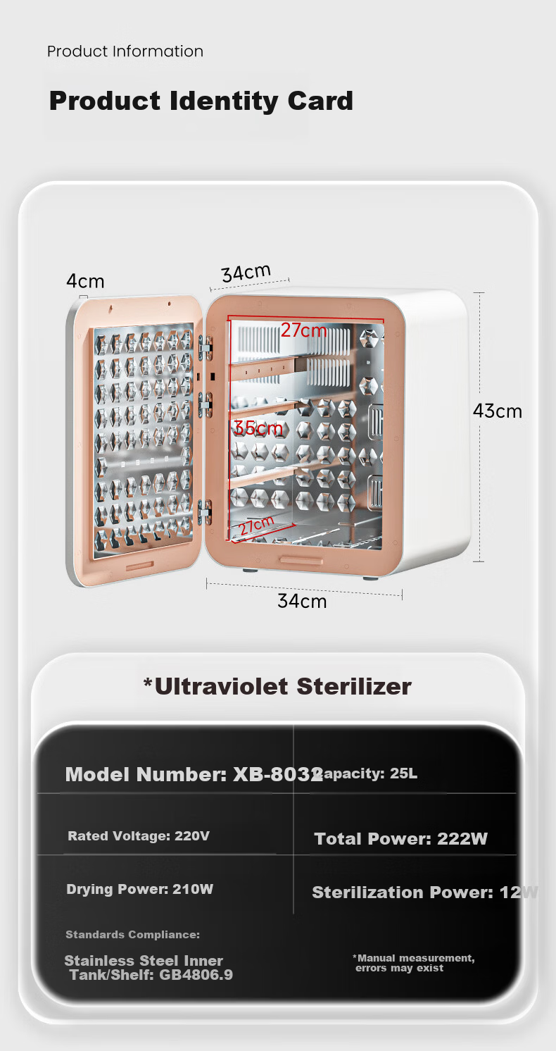 Xinbei Baby Bottle Sterilizer and Dryer UV 32 LED 25L-8032 16
