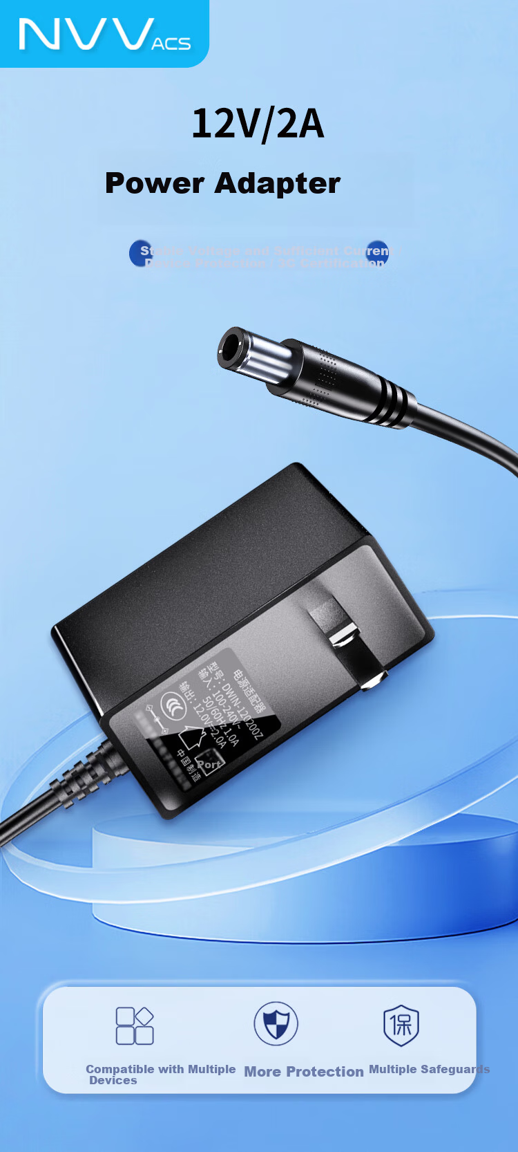 NVV 5V1A Power Adapter Compatible with Hard Drive Enclosures, Set-Top Boxes, Routers, Surveillance Devices, Optical Modems, Fiber Optic Transceivers DC Connector 5.5*2.5mm Universal Round Hole Charger 1