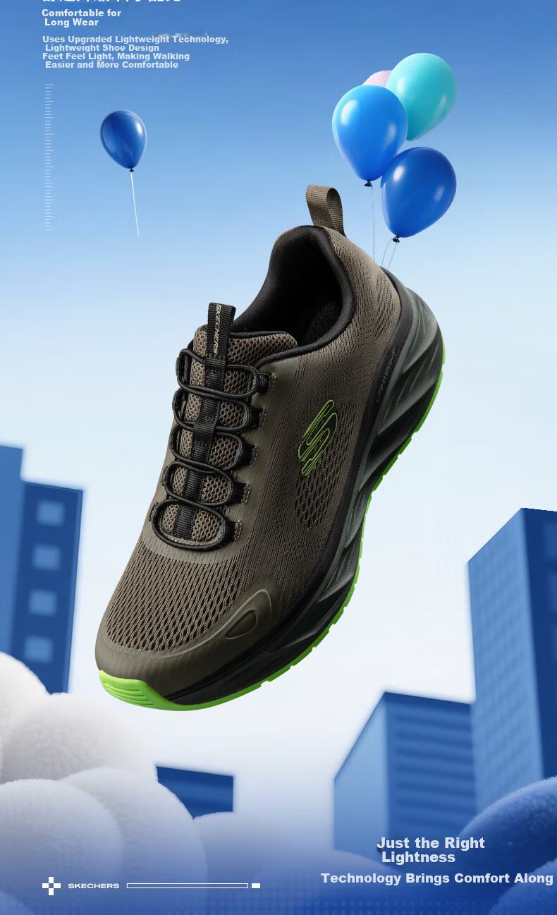 Skechers Men's Breathable Lightweight Running Shoes 2025 Spring Summer New Mesh Shock Absorption Sneakers 10