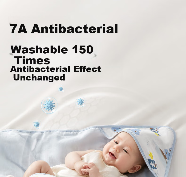 Babycare Newborn Cotton Swaddle Blanket Soothing Temperature-Regulating Delivery Room Infant Wrap Bubu Bear Moonlight Blue 90*90cm 12