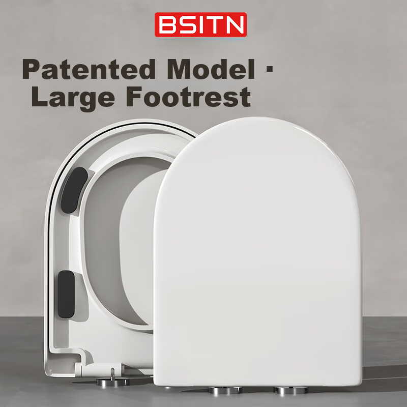 BSITN Large Cushion Slow-Closing Universal V-Shaped Toilet Seat Cover Toilet Ring Accessory Quick-Release Toilet Ring BP028