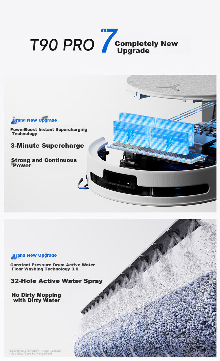Ecovacs T90 PRO Robot Vacuum Cleaner - New Release, 4-in-1 Vacuum, Mop, Wash, Dry with Automatic Cleaning, Dust Collection, Hot Water Mop Washing, Hot Air Drying, Drum Water Washing, and Water Supply  6
