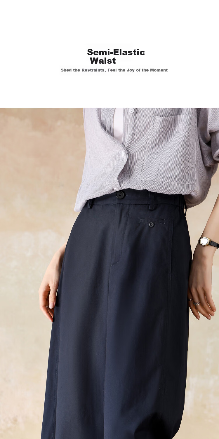 Demana [Brushed 100% Cotton] Spring Intellectual Semi-Elastic Waist Loose Fit Cropped Pants Petite Women's Casual Trousers 3