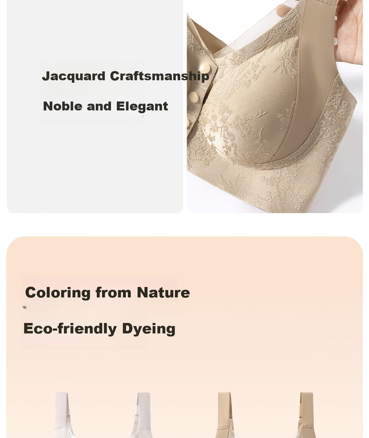 GRACEWELL Women's Embossed New Chinese Style Jacquard Mom Bra Wireless Front Closure Skin L 14