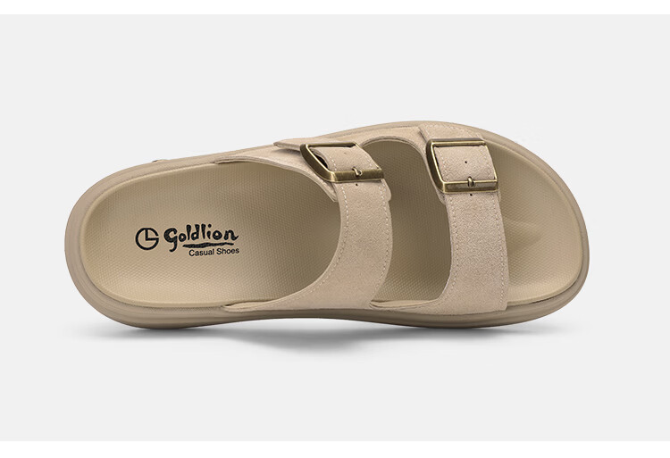 Goldlion Men's Shoes 26th Anniversary New Retro Suede Hook-and-Loop Casual Shoes Lightweight Sandals G589620386XXF Apricot 40 12