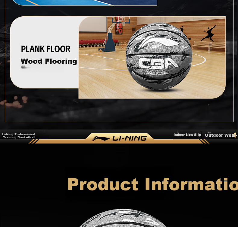 Li-Ning Basketball Adult Professional Outdoor Competition Size 7 for Children Ages 6-18 Junior High School Youth 21