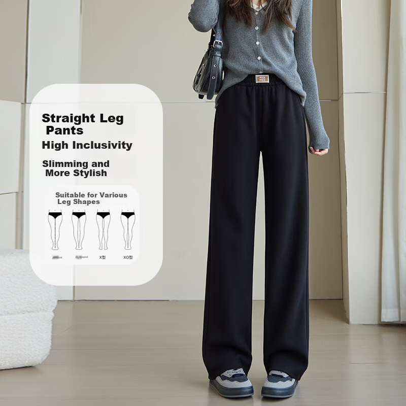 Free Style Wide-Leg Pants for Women Spring 2025 New High-Waist Slim Fit Narrow Casual Trousers