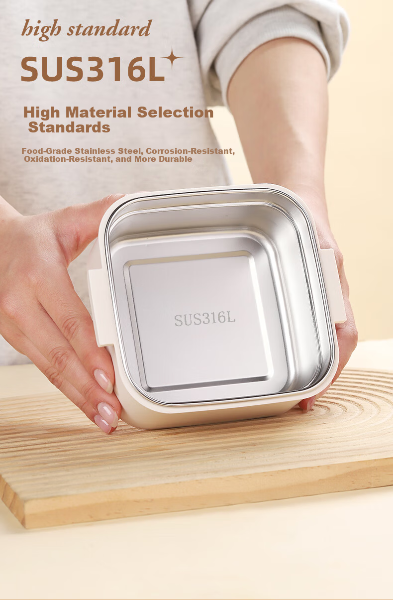 SNOOPY 316L Stainless Steel Lunch Box for Office Workers, Microwaveable, Elementary School Student Bento Box, Insulated 2-Layer Food Container 4
