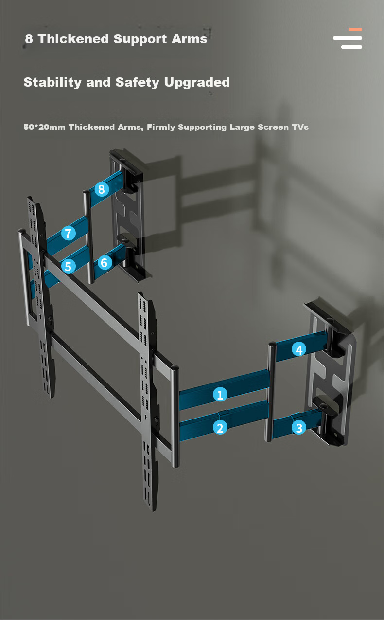 KALOCNX75 Ultra-Thin Embedded Dual-Arm Telescopic TV Wall Mount Bracket for 50-75 Inch Hisense Xiaomi Skyworth TCL TVs 10