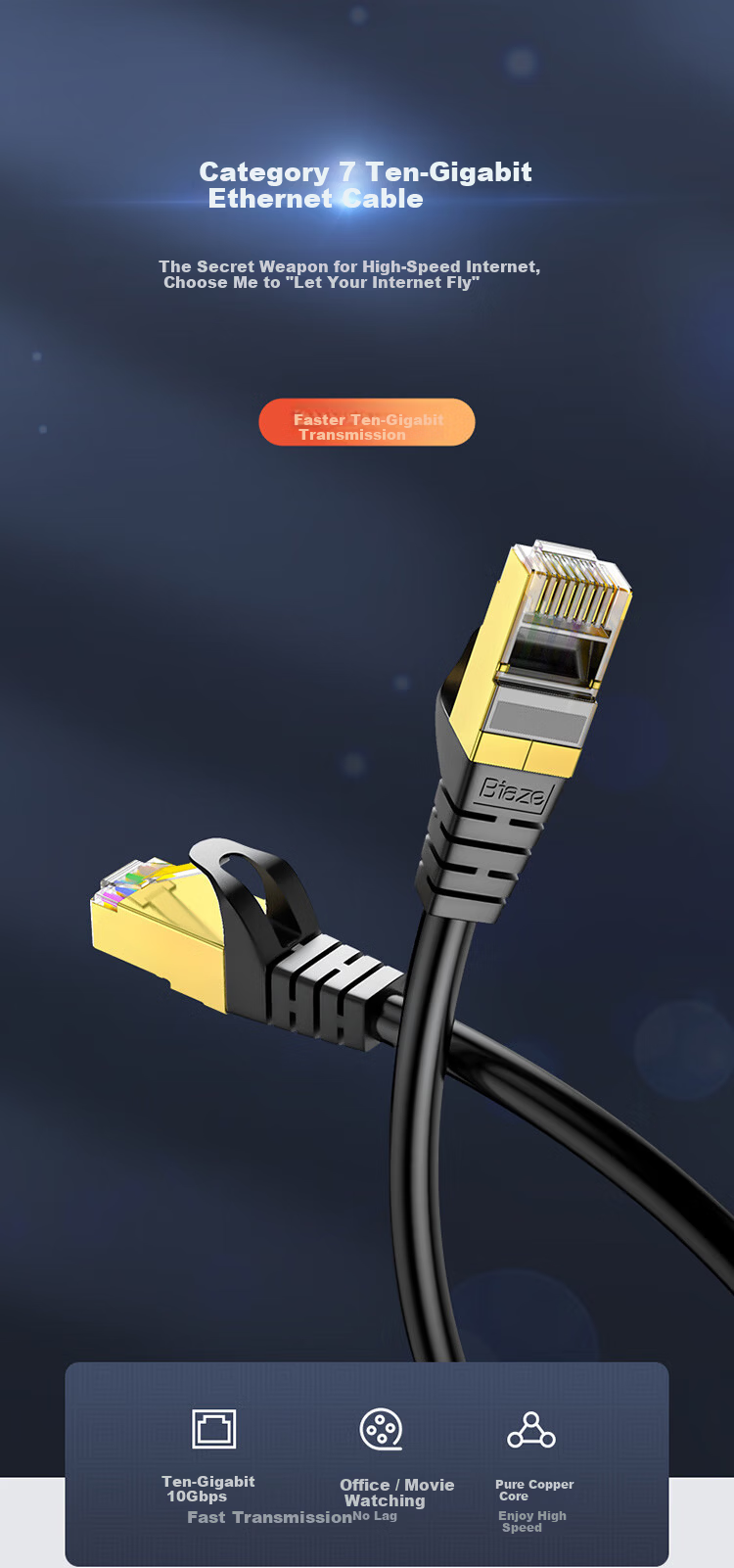 BIAZE CAT5e Double-Shielded Network Cable [Commercial Version, 0.5 Pure Copper Core] Gigabit Anti-Interference Engineering Home Security Monitoring Cable Box, 100 Meters 1