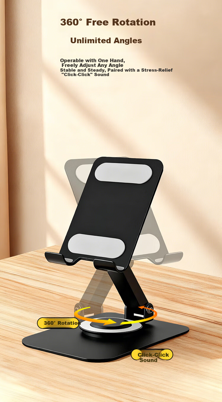 BZBC [Widened and Enlarged] Phone Stand iPad Tablet Stand Lazy Dopamine High-Value Desktop Stand 360° Rotatable Black 2