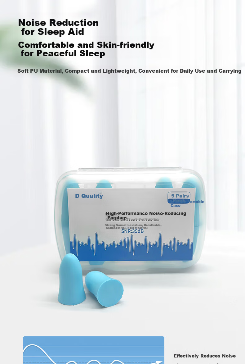 Huadun Noise Reduction Earplugs Anti-Noise Sleep In-Ear Earplugs 5 Pairs/Box Fluorescent Yellow 1 Box 4