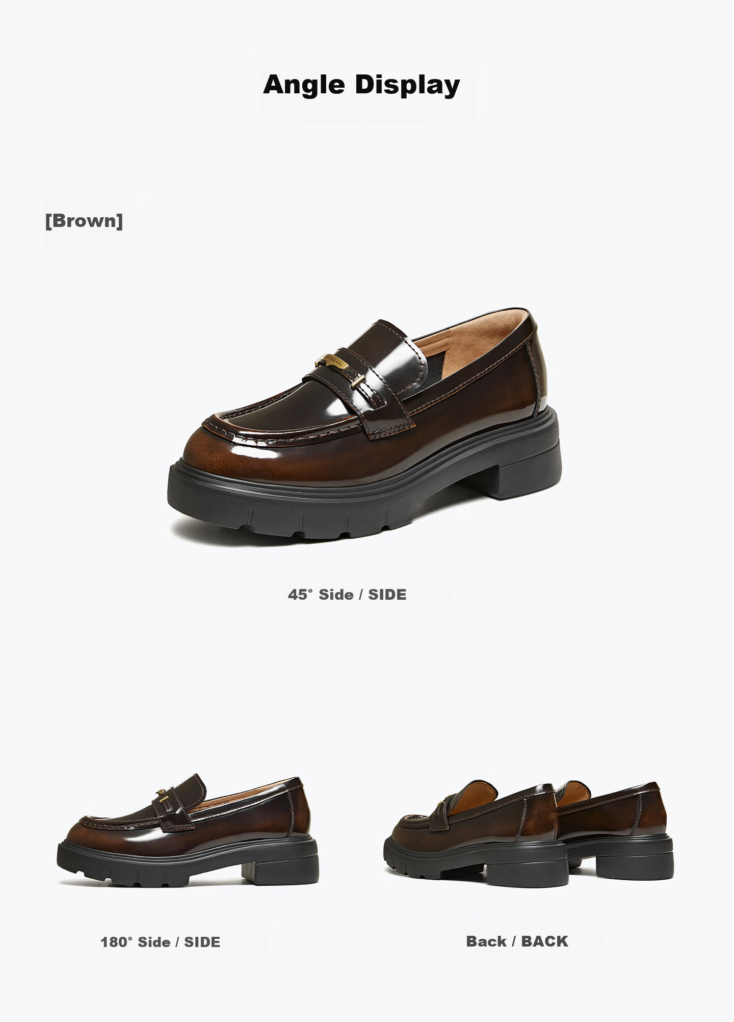TATA Lu Yuxiao's Magic Detective Thick-Soled Loafers, British Style Genuine Leather Shoes, Black, Size 38 19