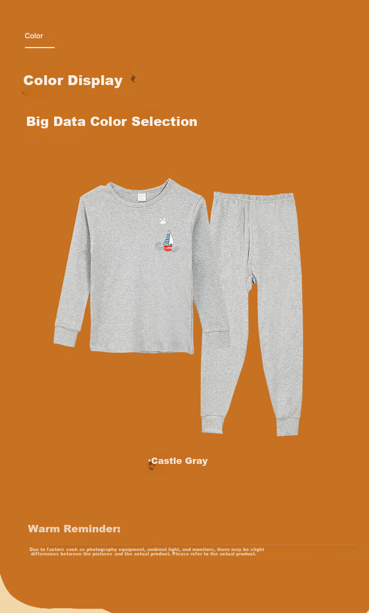 Hodohome Kids Pure Cotton Printed Class A Autumn Clothes and Pants Boys Thin Warm Underwear Set Large Children Cotton Sweater 140 9