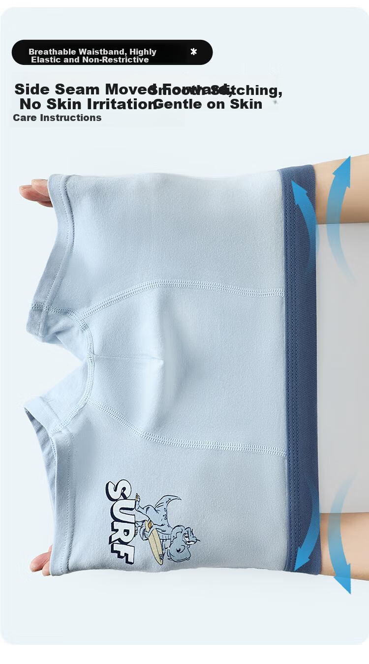 Bingxue Kapok Boys' Cotton A-Class Boxer Briefs 10A Antibacterial Four-Season Kids' Underwear for Older Boys 8