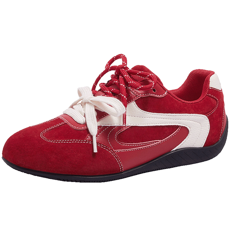 CAMEL Feichi Women's Retro Suede Thin-Soled Fashion Racing Shoes L26S202002 Red/White Size 37