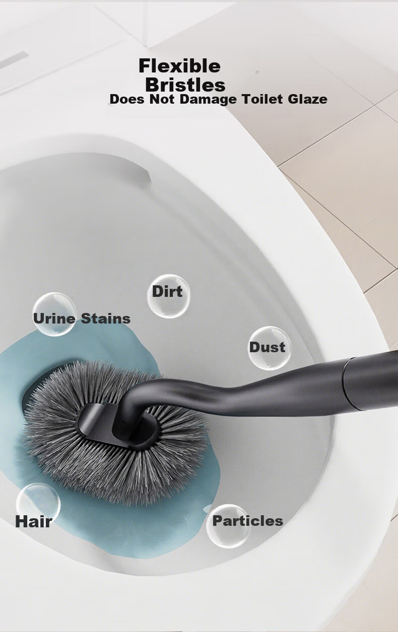 Baoshi Toilet Brush, 2-Pack Wall-Mounted Extended Silicone Bristles, No Dead Angles, Bathroom Cleaning Tool 3