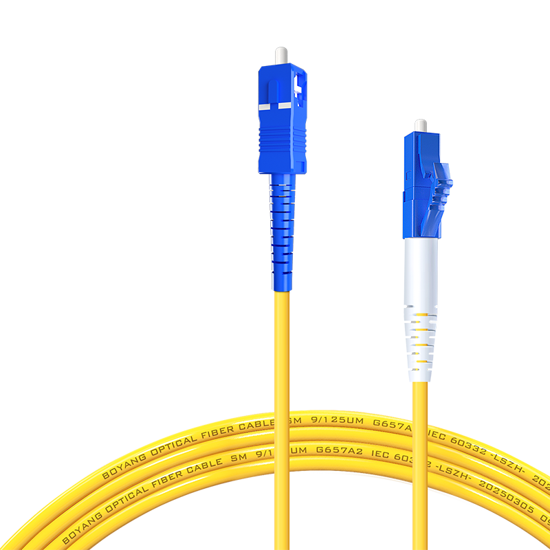 BOYANG Telecom-Grade Fiber Optic Patch Cable SC-LC (UPC), 1 Meter, Single-Mode Single-Core Pigtail, Φ3.0 Flame-Retardant Low-Smoke Zero-Halogen Fiber Optic Cable, BY-1151SM