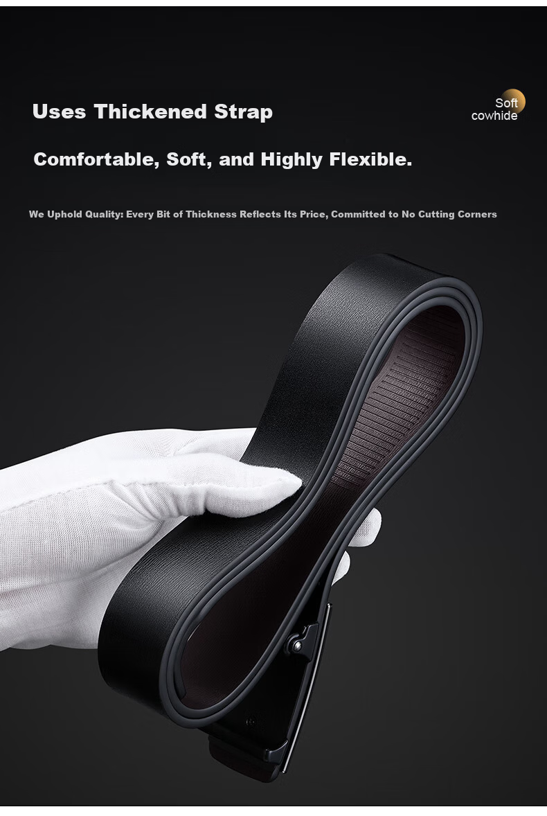 Aokang Men's Genuine Leather Belt, Toothless Inner Wear New Cowhide Business Waist Belt, Gift for Father and Men 6