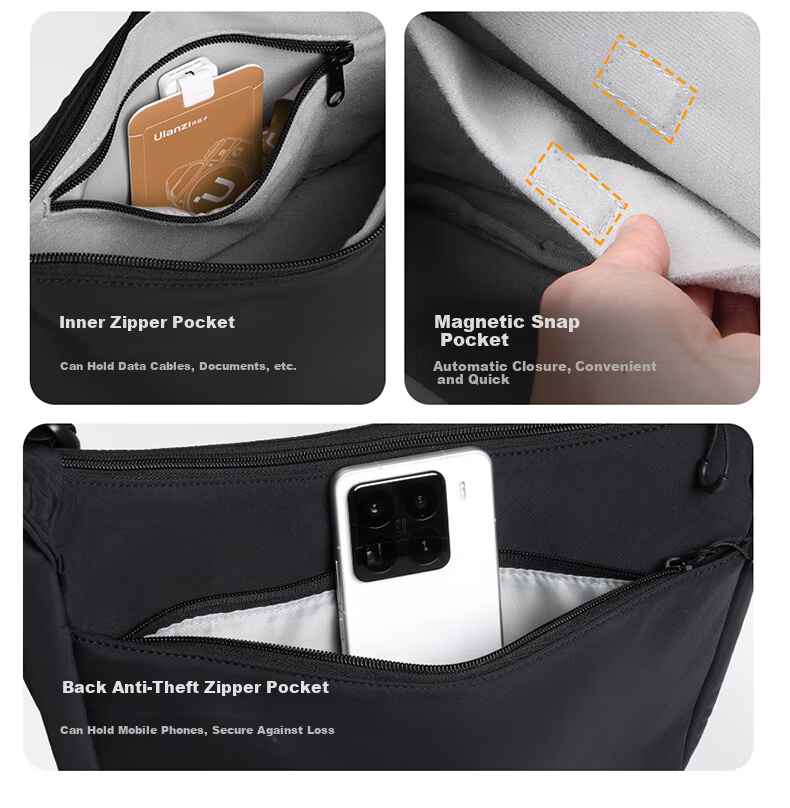 Ulanzi Half-Moon Crossbody Shoulder Camera Bag (Off-White) Portable Mirrorless Photography Backpack Casual Video Bag Digital Storage Bag for Canon Sony Nikon Cameras 9