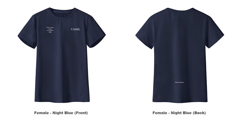 CAMEL Quick-Dry Women's Ice-Feel Sun Protection Crew Neck Short Sleeve Sports T-Shirt C26BARLG053 Morning Smoke Pink L 33
