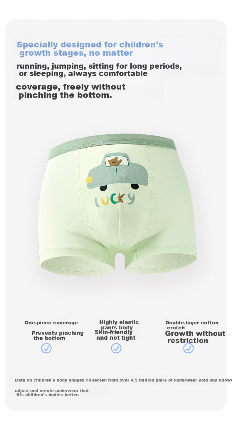Nido Bear Boys' Cotton Breathable Antibacterial Boxer Briefs for Kids, 3-Pack 10