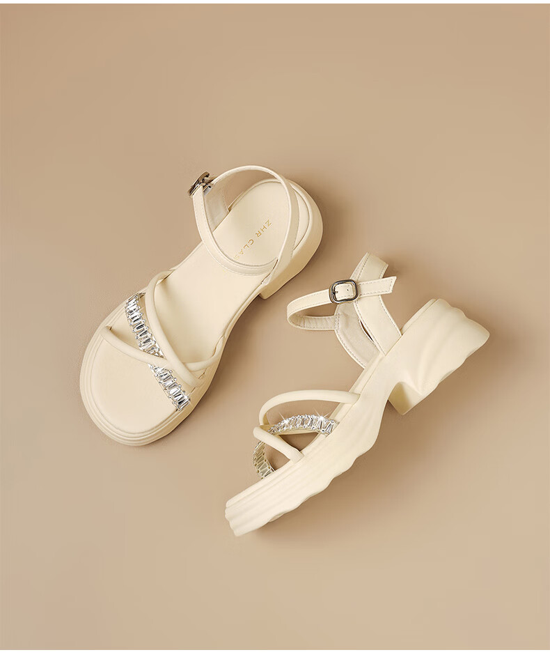 ZHR Summer Women's Sandals for Outdoor Wear, 2026 New Style Women's Shoes, Rhinestone Slippers, Soft-Soled Beach Sandals, M688 Silver, Size 37 19