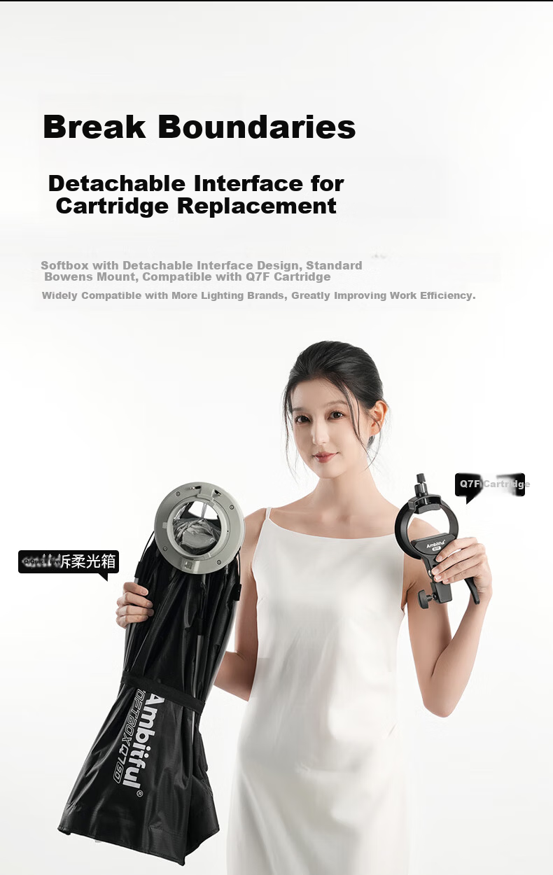 AMBITFUL ZhiJie Q7 Quick-Install Deep Octagonal 55CM Softbox with Bowens Mount Soft Diffuser for Godox SL150III Live Streaming Photography Light 3