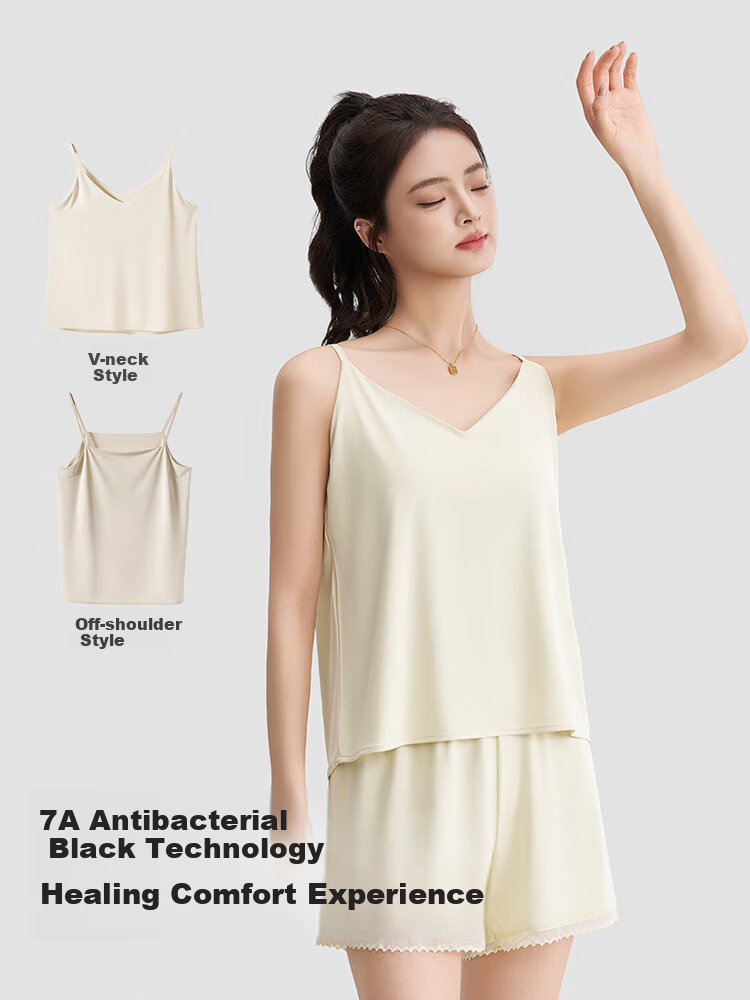 MiiOW Ice Silk Satin Women's Camisole Tank Top Sleeveless Sexy Back Summer Outerwear Versatile Blazer Shirt 32