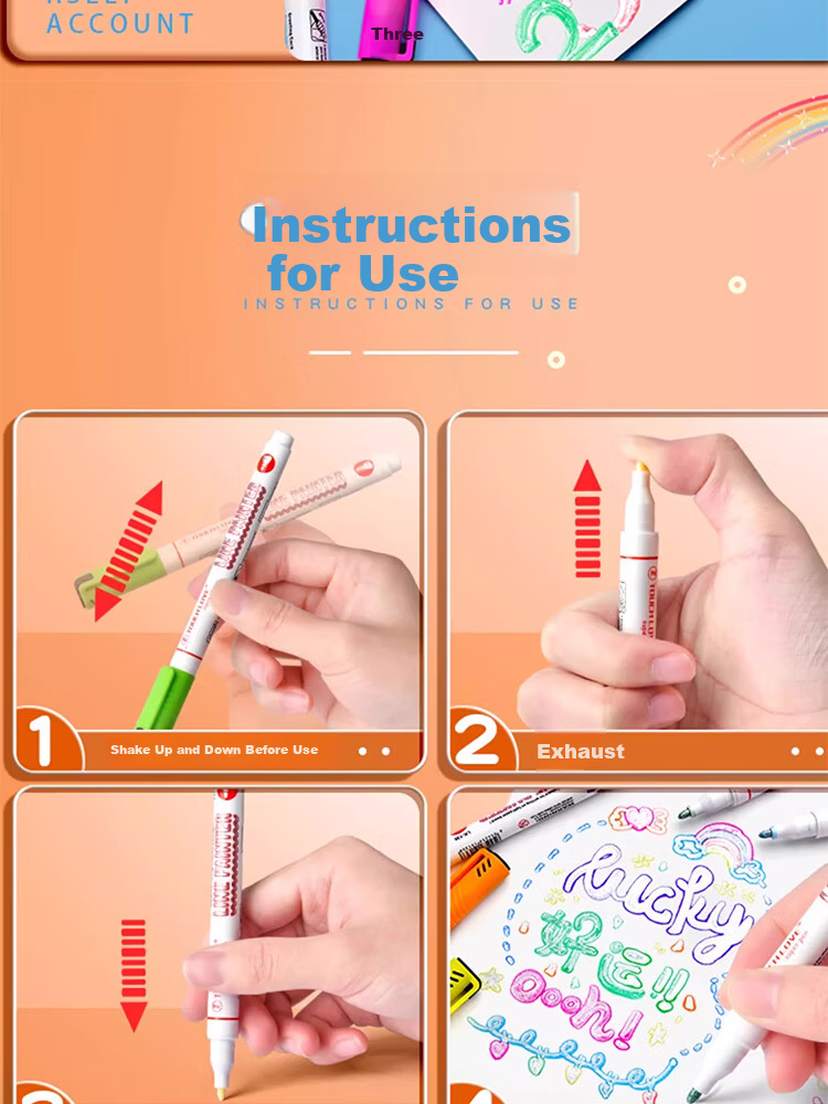 Meijiwan 12-Color Double-Line Outline Pen Set Thick Glitter Quick-Dry Pearl Journal Marker DIY Kids Double-Line Pens 11