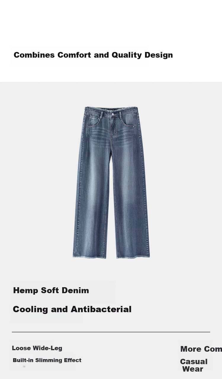 Semir Senrou Women's Summer Cool Antibacterial Loose Hemp Wide-Leg Jeans 2026 Trousers 109326124001 15