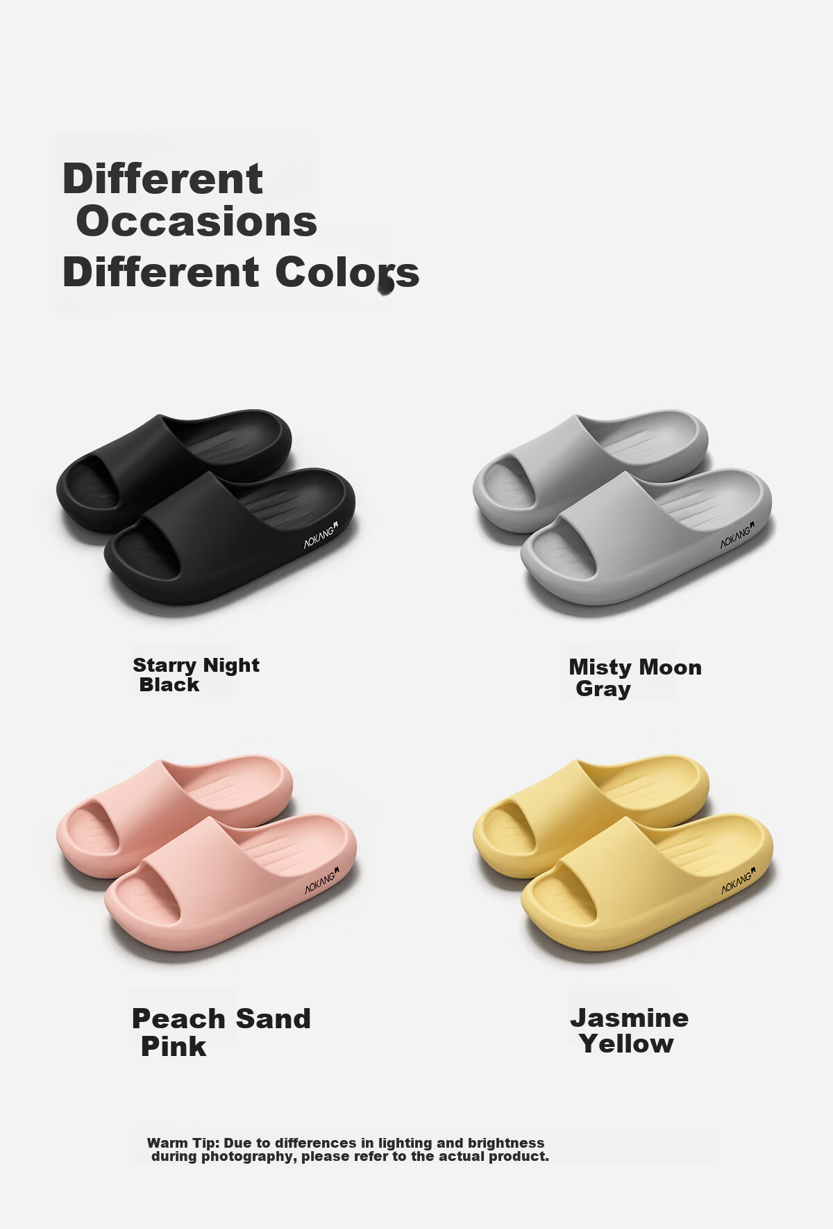 Aokang Men's Slippers Soft Cushioning Home Bathroom Shower Non-Slip Odor-Resistant Antibacterial EVA Thick Sole Summer Outdoor Women's Sandals 8
