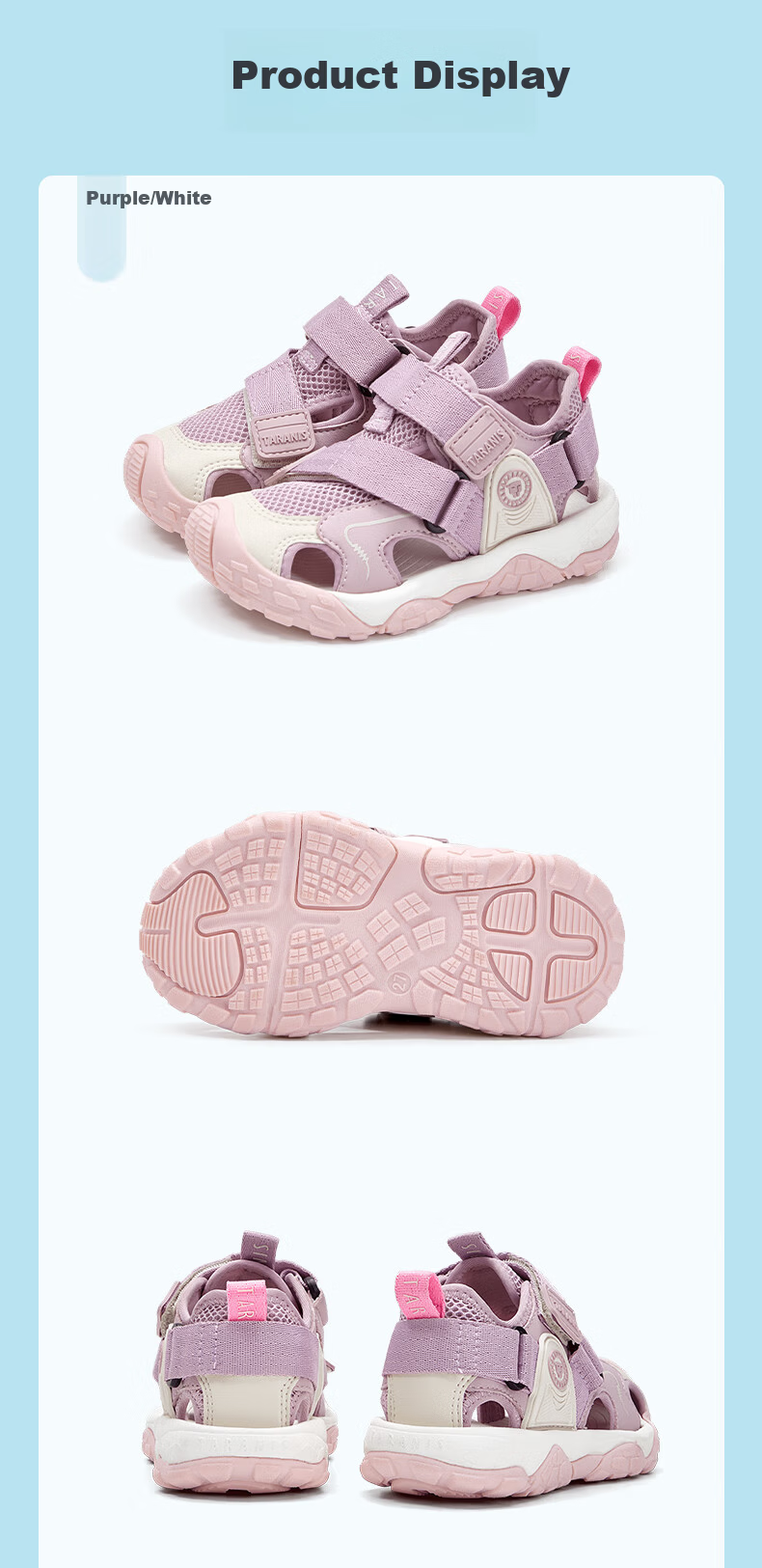 TARANIS Summer Kids Water Wading Sandals Outdoor Creek Shoes Girls Baby Water Shoes Boys Sports Sandals Gray/Silver Size 29 6
