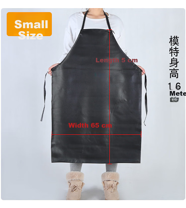 Anxianda Waterproof Oil-Resistant Leather Apron Work Protective Durable Soft Leather Apron Factory Workshop Black Small Size 12