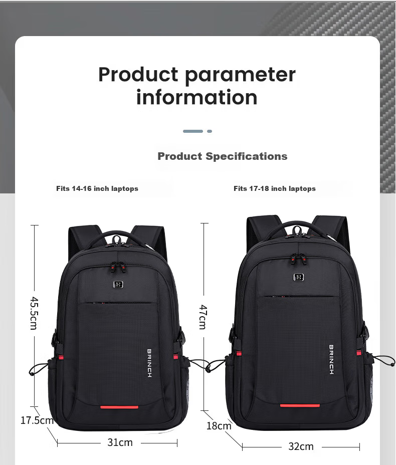 BRINCH Men's 17/18 Inch Laptop Backpack High-End Business Travel Lightweight Commuter Large Capacity 15