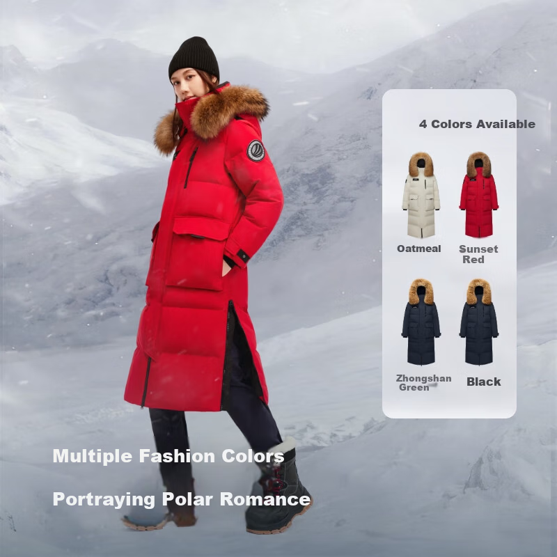 Bosideng Off-Season Extreme Cold Goose Down Unisex Hooded Extra Long Fur Collar Mall Edition New Year Red Down Jacket