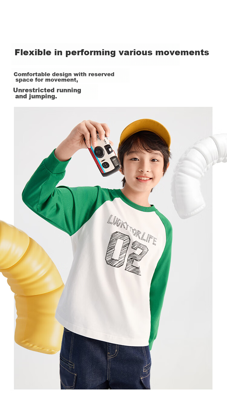 Balabala Kids Long Sleeve T-Shirt Boys 2026 Spring Top Girls Base Shirt [Mall Same Style] 4