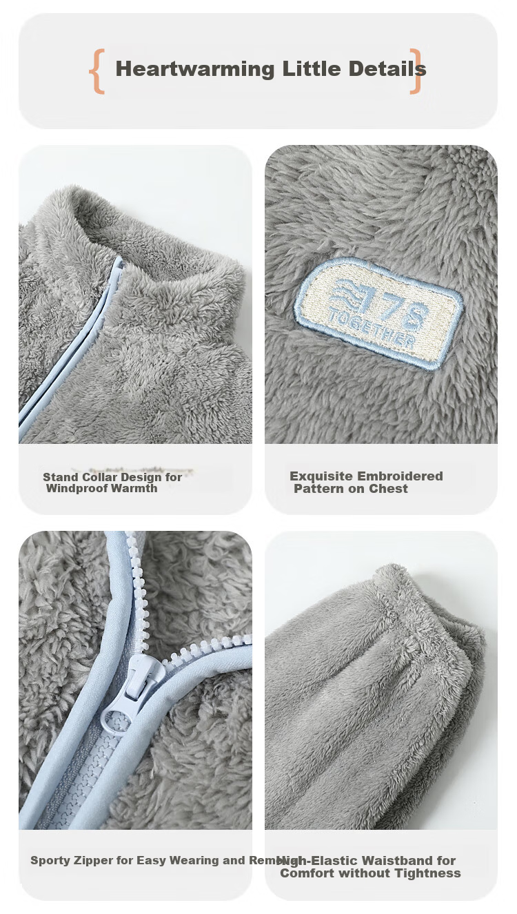 Hodohome Girls' Antibacterial and Anti-Mite Fleece Thickened Far-Infrared Warm Bubble Fleece Stand Collar Pajamas 702 Size 140 12