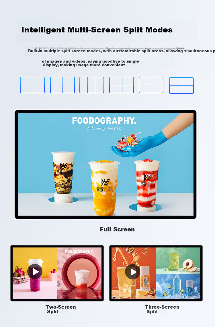 Hushi Guang 21.5-inch Advertising Player HD Narrow Bezel Digital Signage Touchscreen Display Wall-mounted Hanging Milk Tea Shop Elevator Promotion Screen Electronic Menu Poster Player 6