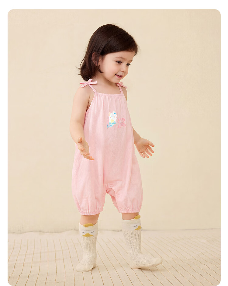 Balabala [balaOne] Baby Romper Infant Jumpsuit Girls 2026 Sweet Strap Design 5