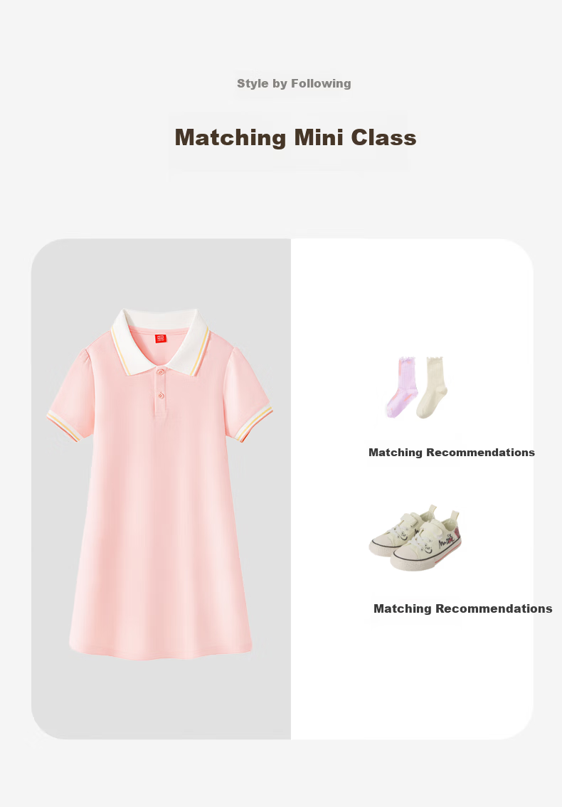Hello Kitty Girls Summer Dress 2025 New Children's Clothing College Style Polo Dress Trendy Summer Outfit 6