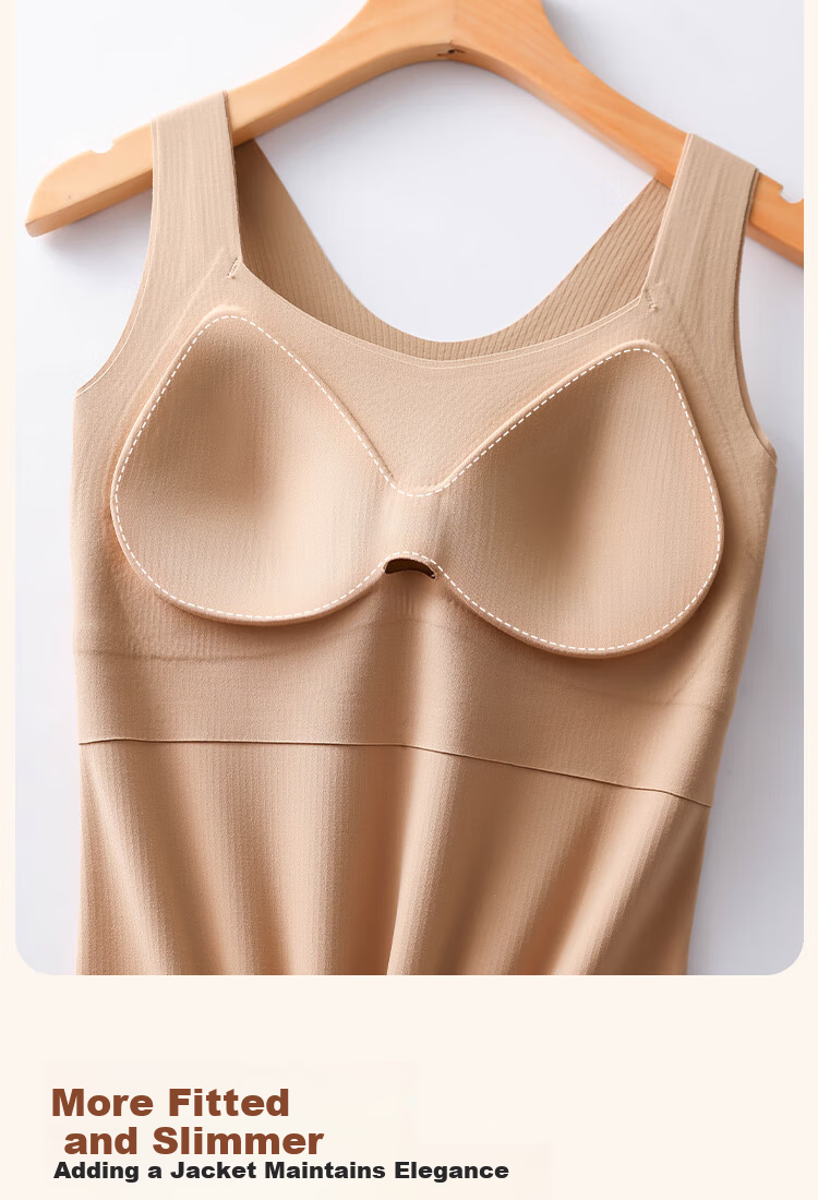 Urban Beauty Women's Thermal Underwear Silk Double-Sided Fleece Spring Thermal Vest with Chest Pad Basic Base Layer Shirt 8