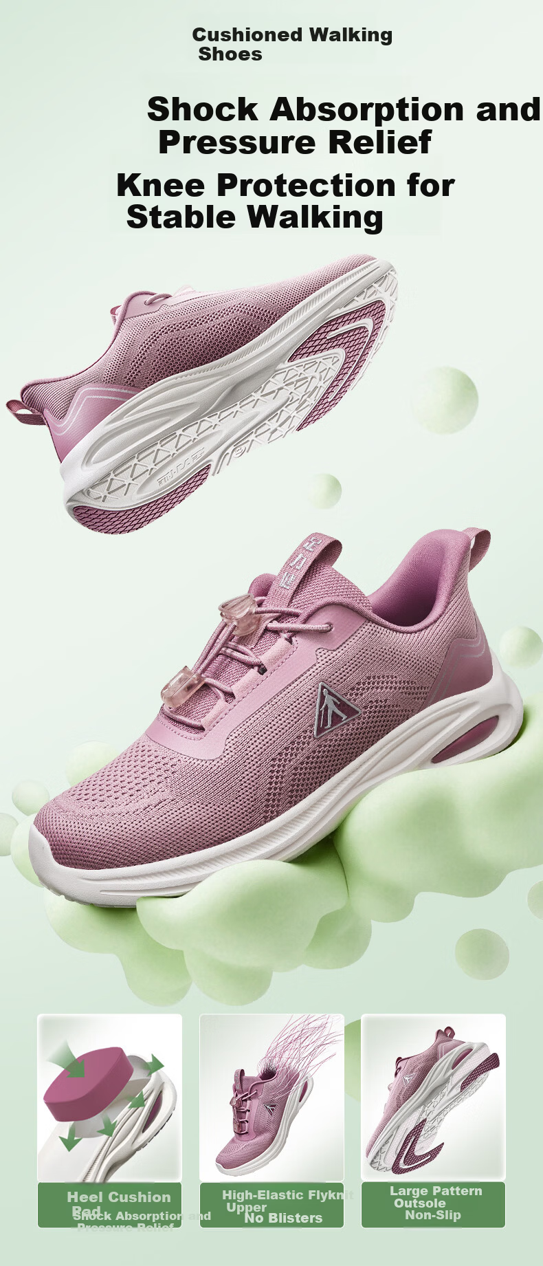 Zulijian Elderly Spring Sports Walking Shoes Casual Shock Absorption Sneakers 26113014T Sakura Pink Women Size 37 4