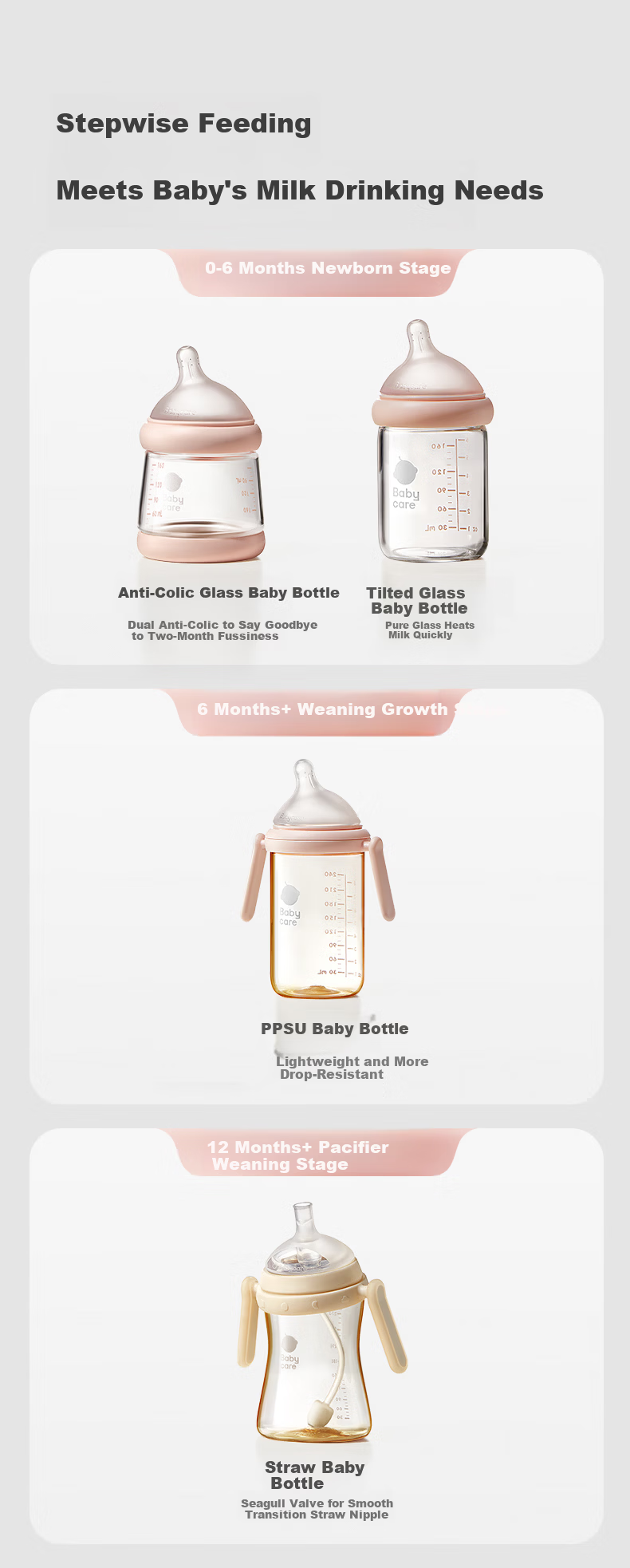 Babycare Anti-Colic Wide Neck Glass Baby Bottle 100ml for Newborns 0-6 Months 13