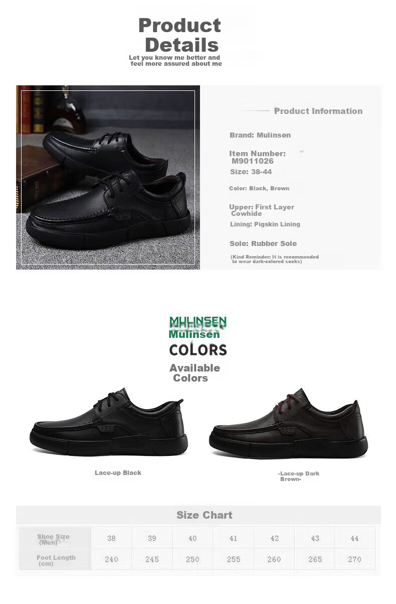MULINSEN Men's First Layer Cowhide Business Casual Breathable Soft Sole Driving Shoes M9011026 3