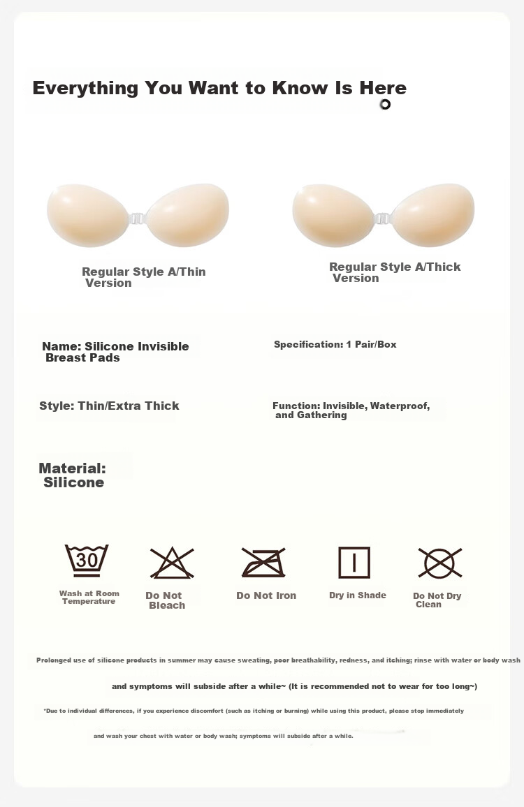 FitonTon Strapless Invisible Adhesive Bra for Women Wedding Dress, Seamless, Anti-Exposure, Push-Up Breast Pads 12