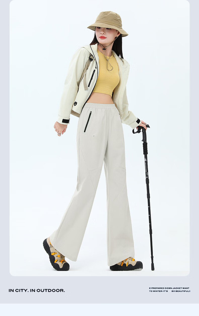 Langsha Paratrooper Work Pants Women Spring Summer High Waist Slight Flare Straight Leg Stretch Water-Repellent Casual Flared Hiking Trousers 3