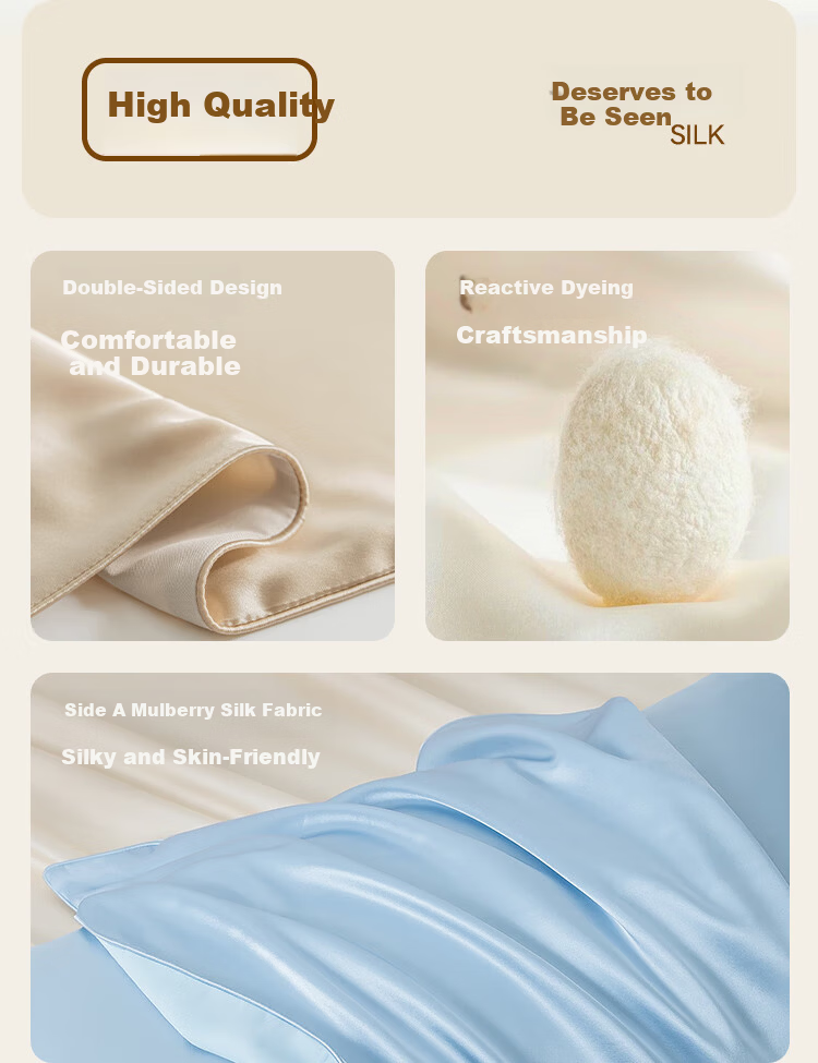 JD Jingzao Silk Pillowcase 6A Grade Mulberry Silk Solid Color 48x74cm Single Champagne Gold 2