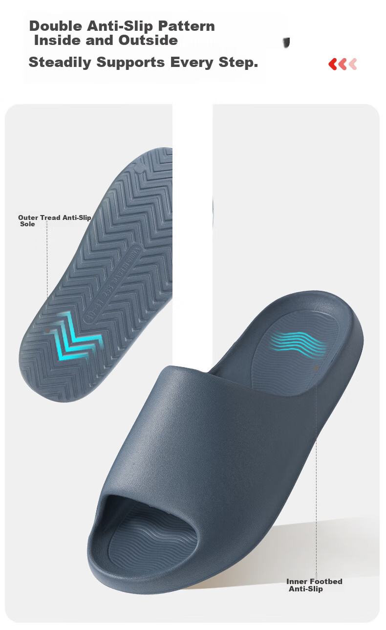 JD Jingzao High Back Recommended Cloud Elastic Slippers Odor-Resistant Lightweight Home Bathroom Outdoor Black Size 40-41 7